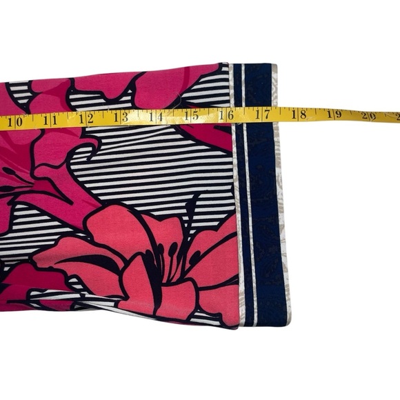 Laundry By Shelli Segal Navy Stripe Pink Floral Dress Medium Lilly Flower Casual - Picture 9 of 10
